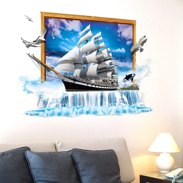 3D Sail Boat Wall Decal