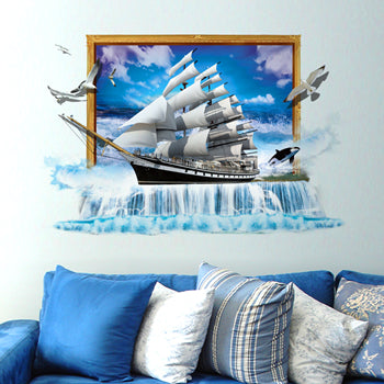 3D Sail Boat Wall Decal