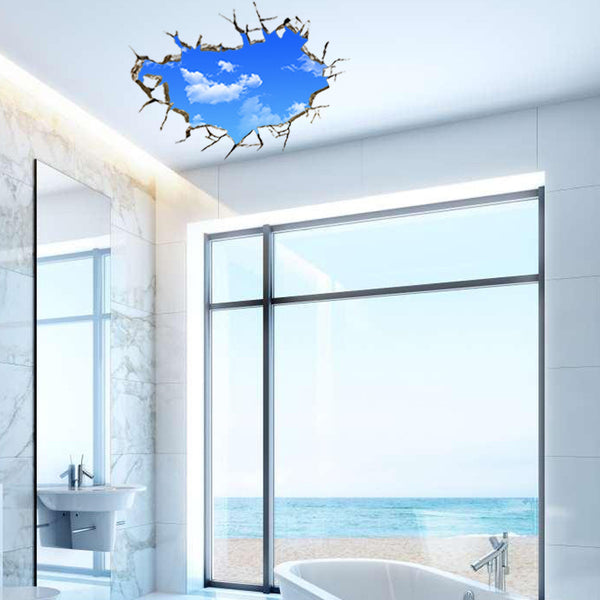 Creative 3D Blue Sky Clouds Wall Decal