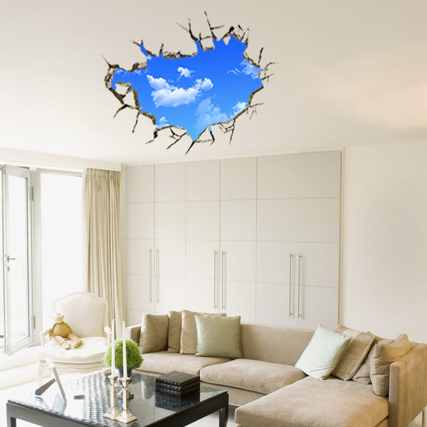 Creative 3D Blue Sky Clouds Wall Decal