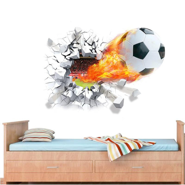 3D Soccer Ball Through The Wall Decal - Limited Time