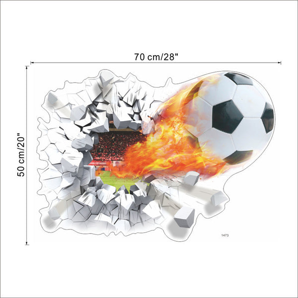 3D Soccer Ball Through The Wall Decal - Limited Time