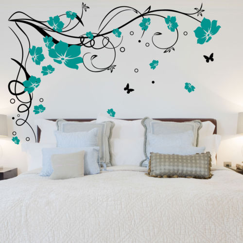 Large Butterfly Vine Flowers Butterflies Wall Decal