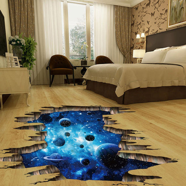 3D Cosmic Space Galaxy Floor Decal